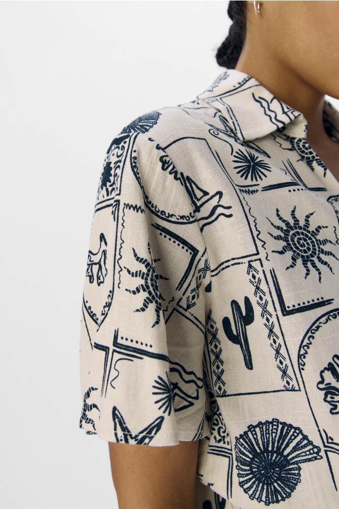 OBJEMBER RE S/S TIE SHIRT 139 23046801 SANDSHELL